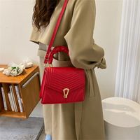 Women's Small Pu Leather Stripe Fashion Square Lock Clasp Crossbody Bag main image 3