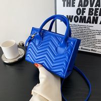 Women's Small Spring&summer Pu Leather Stripe Solid Color Fashion Square Zipper Handbag main image 1