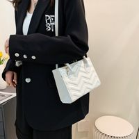 Women's Small Spring&summer Pu Leather Stripe Solid Color Fashion Square Zipper Handbag main image 3