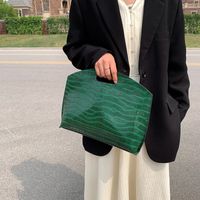 Women's Medium Spring&summer Pu Leather Solid Color Crocodile Vintage Style Square Open Handbag main image 4