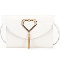 Women's Small Pu Leather Heart Shape Crocodile Fashion Square Flip Cover Crossbody Bag sku image 1