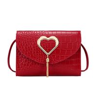 Women's Small Pu Leather Heart Shape Crocodile Fashion Square Flip Cover Crossbody Bag sku image 3