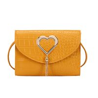 Women's Small Pu Leather Heart Shape Crocodile Fashion Square Flip Cover Crossbody Bag sku image 2
