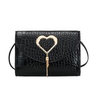 Women's Small Pu Leather Heart Shape Crocodile Fashion Square Flip Cover Crossbody Bag sku image 5