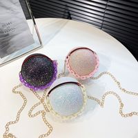 Black White Pink Pu Leather Solid Color Chain Round Evening Bags main image 1