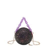Black White Pink Pu Leather Solid Color Chain Round Evening Bags main image 5