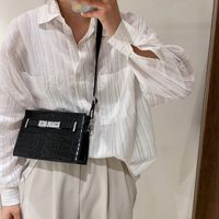Women's Medium Pu Leather Crocodile Fashion Square Lock Clasp Crossbody Bag main image 3