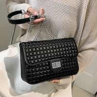 Medium Pu Leather Geometric Fashion Chain Square Zipper Crossbody Bag sku image 1