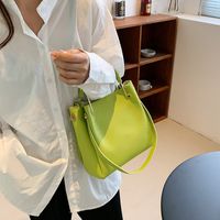 Women's Medium Pu Leather Solid Color Fashion Square Zipper Bucket Bag main image 3