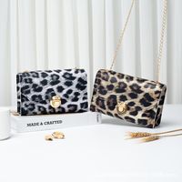 Women's Small Pu Leather Color Block Leopard Vintage Style Square Lock Clasp Crossbody Bag main image 2