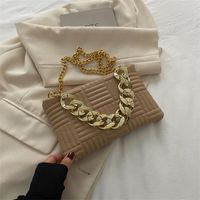Women's Medium Pu Leather Stripe Solid Color Fashion Square Zipper Crossbody Bag sku image 3