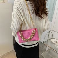 Women's Medium Pu Leather Stripe Solid Color Fashion Square Zipper Crossbody Bag main image 4