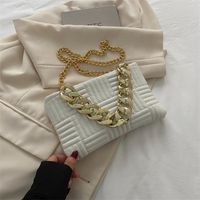Women's Medium Pu Leather Stripe Solid Color Fashion Square Zipper Crossbody Bag sku image 2