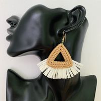 1 Pair Vacation Triangle Round Braid Rattan Drop Earrings main image 4