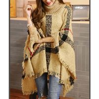 Women's Fashion Stripe Asymmetrical Pullovers Sweater Cloak sku image 2