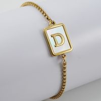 Simple Style Letter Stainless Steel Bracelets Gold Plated Shell Stainless Steel Bracelets sku image 4