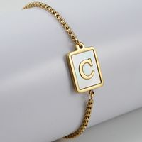 Simple Style Letter Stainless Steel Bracelets Gold Plated Shell Stainless Steel Bracelets sku image 3