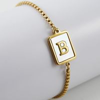 Simple Style Letter Stainless Steel Bracelets Gold Plated Shell Stainless Steel Bracelets sku image 2