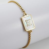 Simple Style Letter Stainless Steel Bracelets Gold Plated Shell Stainless Steel Bracelets sku image 8