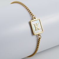 Simple Style Letter Stainless Steel Bracelets Gold Plated Shell Stainless Steel Bracelets sku image 11