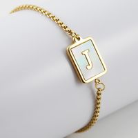Simple Style Letter Stainless Steel Bracelets Gold Plated Shell Stainless Steel Bracelets sku image 10