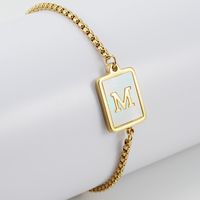 Simple Style Letter Stainless Steel Bracelets Gold Plated Shell Stainless Steel Bracelets sku image 13
