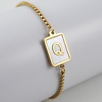 Simple Style Letter Stainless Steel Bracelets Gold Plated Shell Stainless Steel Bracelets sku image 17
