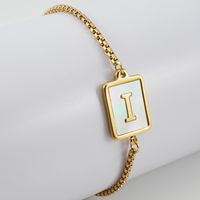 Simple Style Letter Stainless Steel Bracelets Gold Plated Shell Stainless Steel Bracelets sku image 9