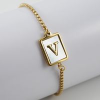 Simple Style Letter Stainless Steel Bracelets Gold Plated Shell Stainless Steel Bracelets sku image 22