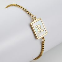 Simple Style Letter Stainless Steel Bracelets Gold Plated Shell Stainless Steel Bracelets sku image 18