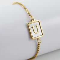 Simple Style Letter Stainless Steel Bracelets Gold Plated Shell Stainless Steel Bracelets sku image 21