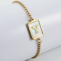 Simple Style Letter Stainless Steel Bracelets Gold Plated Shell Stainless Steel Bracelets sku image 25