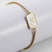 Simple Style Letter Stainless Steel Bracelets Gold Plated Shell Stainless Steel Bracelets sku image 26