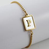 Simple Style Letter Stainless Steel Bracelets Gold Plated Shell Stainless Steel Bracelets sku image 16