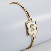 Simple Style Letter Stainless Steel Bracelets Gold Plated Shell Stainless Steel Bracelets sku image 19