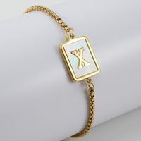 Simple Style Letter Stainless Steel Bracelets Gold Plated Shell Stainless Steel Bracelets sku image 24