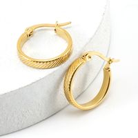 Fashion Round Stainless Steel Hoop Earrings Gold Plated Stainless Steel Earrings main image 5