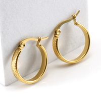 Fashion Round Stainless Steel Hoop Earrings Gold Plated Stainless Steel Earrings main image 4