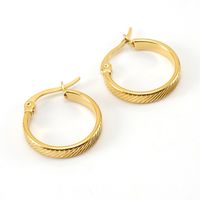 Fashion Round Stainless Steel Hoop Earrings Gold Plated Stainless Steel Earrings sku image 1