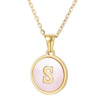 Style Simple Rond Lettre Acier Inoxydable Pendentif Plaqué Or Coquille Acier Inoxydable Colliers main image 3