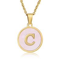 Simple Style Round Letter Stainless Steel Pendant Necklace Gold Plated Shell Stainless Steel Necklaces sku image 30