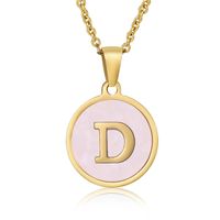 Simple Style Round Letter Stainless Steel Pendant Necklace Gold Plated Shell Stainless Steel Necklaces sku image 29