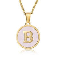 Simple Style Round Letter Stainless Steel Pendant Necklace Gold Plated Shell Stainless Steel Necklaces sku image 27
