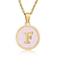 Simple Style Round Letter Stainless Steel Pendant Necklace Gold Plated Shell Stainless Steel Necklaces sku image 32