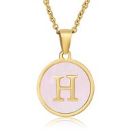 Simple Style Round Letter Stainless Steel Pendant Necklace Gold Plated Shell Stainless Steel Necklaces sku image 33