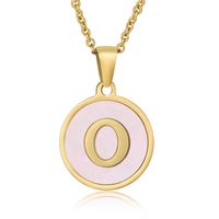 Simple Style Round Letter Stainless Steel Pendant Necklace Gold Plated Shell Stainless Steel Necklaces sku image 40