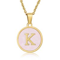 Simple Style Round Letter Stainless Steel Pendant Necklace Gold Plated Shell Stainless Steel Necklaces sku image 35