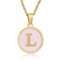 Simple Style Round Letter Stainless Steel Pendant Necklace Gold Plated Shell Stainless Steel Necklaces sku image 37