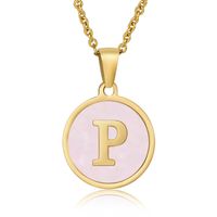 Simple Style Round Letter Stainless Steel Pendant Necklace Gold Plated Shell Stainless Steel Necklaces sku image 41