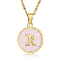 Simple Style Round Letter Stainless Steel Pendant Necklace Gold Plated Shell Stainless Steel Necklaces sku image 43